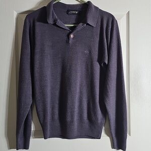 Vintage Fortei Italian Knit Polo Sweater Long Sleeve Purple Gray Size 2 Fits S